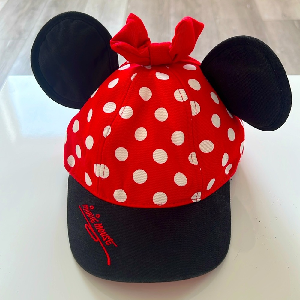 Walt disney world park minnie mouse polka dots youth cap with ears